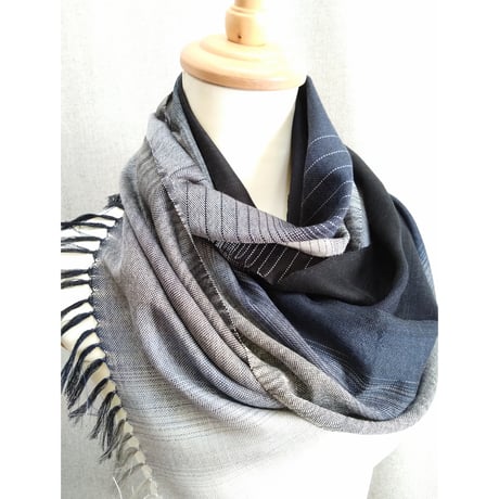 グラデーションシルクストール　グレー黒　　　　　　【No．3701-5386】