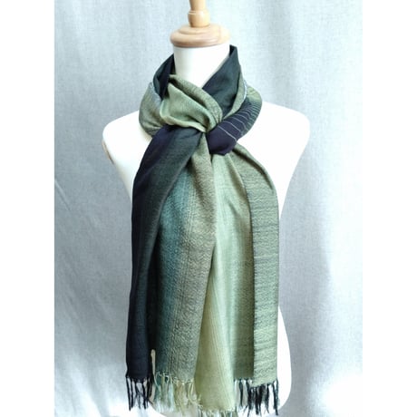 グラデーションシルクストール　グリーン紺　　　　　【No．3701-5381】