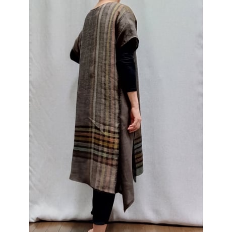 Wワンピース　こげ茶ストライプ　　　　　　　　　　【No．3605-5233】