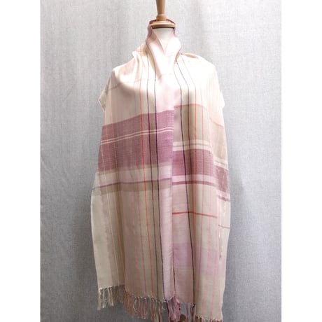 シルクチェックストール　ピンク　　　　　　　　　　【No．3602-5135】