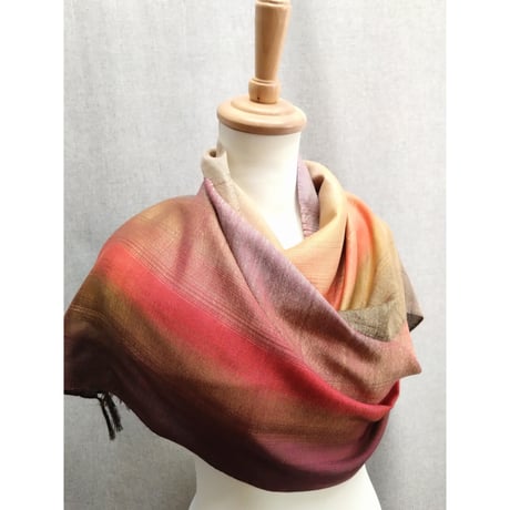 グラデーションシルクストール　オレンジ茶　　　　　【No．3701-5374】