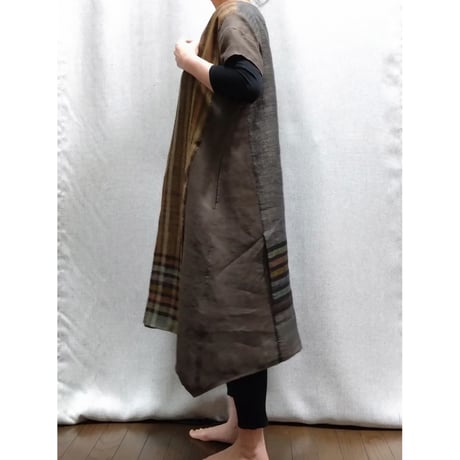 Wワンピース　こげ茶ストライプ　　　　　　　　　　【No．3605-5233】