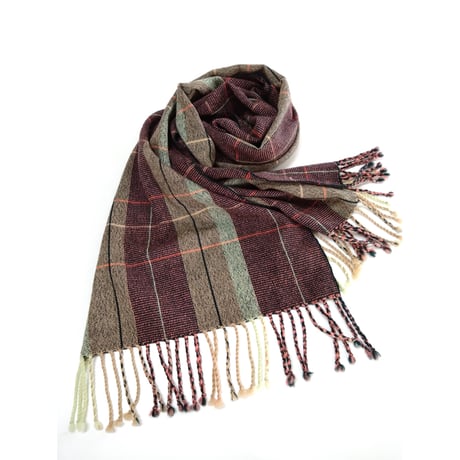 カシミアストール　ライムグリーンチェック　　　　　【No．3609-5279】