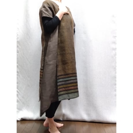 Wワンピース　こげ茶ストライプ　　　　　　　　　　【No．3605-5233】