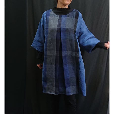 前タックワンピース　ブルー　　　　　　　　　　　　【No．3404-4730】