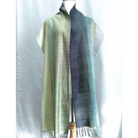 グラデーションシルクストール　グリーン紺　　　　　【No．3701-5381】