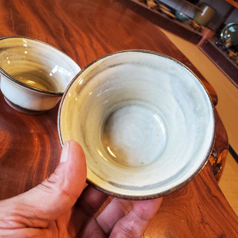 灰釉の釉調抜群 高鶴淳（父 高鶴元）薪窯 孟宗竹灰釉皿 平向付 5客 共