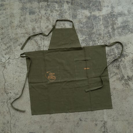 Fruity Linen Apron / Khaki × Orange