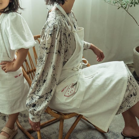 Fruity Linen Apron / White × Watermelon