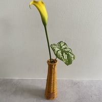 Rattan Flower vase / Type"B" / Mustard yellow