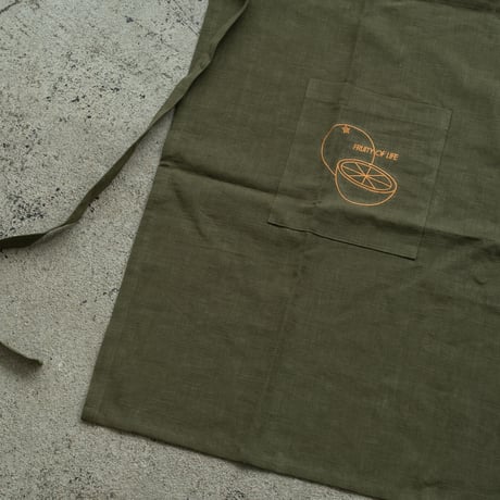 Fruity Linen Apron / Khaki × Orange
