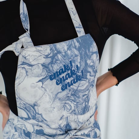 enak!marble apron / Blue