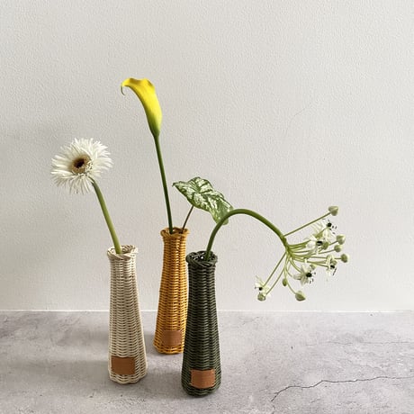Rattan Flower vase / Type"B" / Mustard yellow