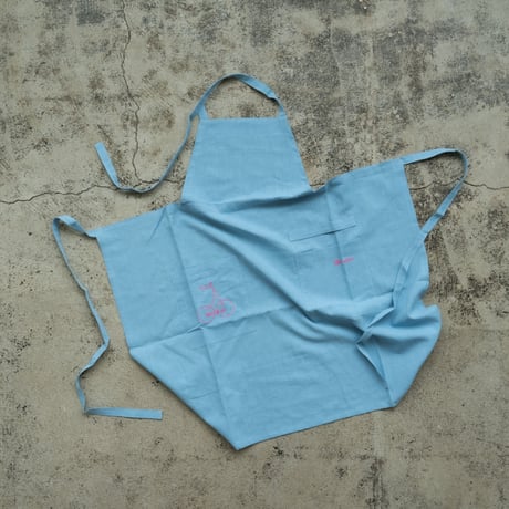 Fruity Linen  Apron / SkyBlue × Cherry