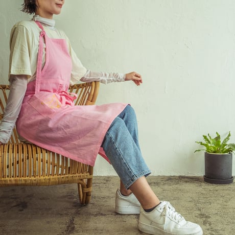 Fruity Linen Apron / Pink × Banana