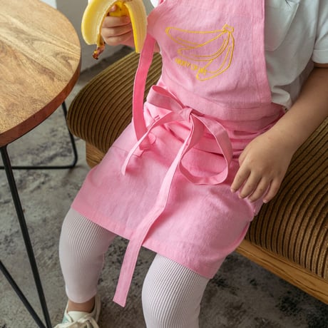 【Kid's】 Fruity Linen Apron / Pink × Banana
