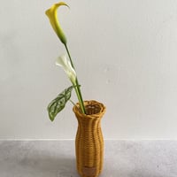 Rattan Flower vase / Type"A" / Mustard yellow