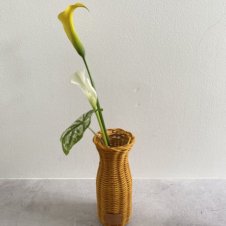 Rattan Flower vase / Type"A" / Mustard yellow