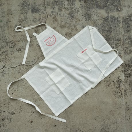 【Kid's】 Fruity Linen Apron / White × Watermelon