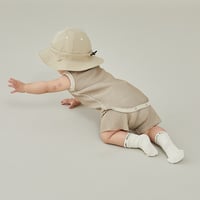 [MOUN TEN.] bicolor waffle shorts for baby / sand x ecru