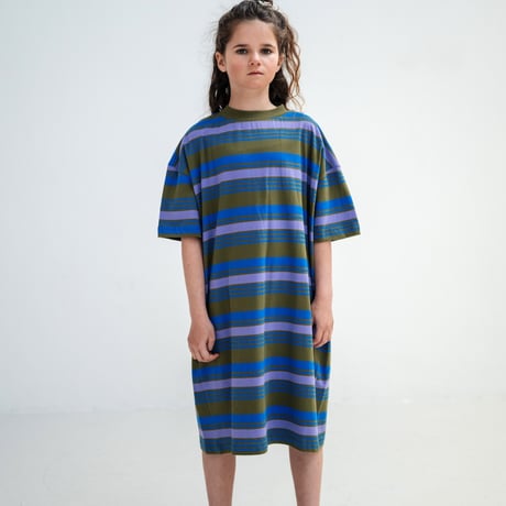 [Repose AMS] Boxy tee dress / khaki bloom stripe