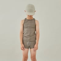 [MOUN TEN.] mini check swim tanktop / khaki check