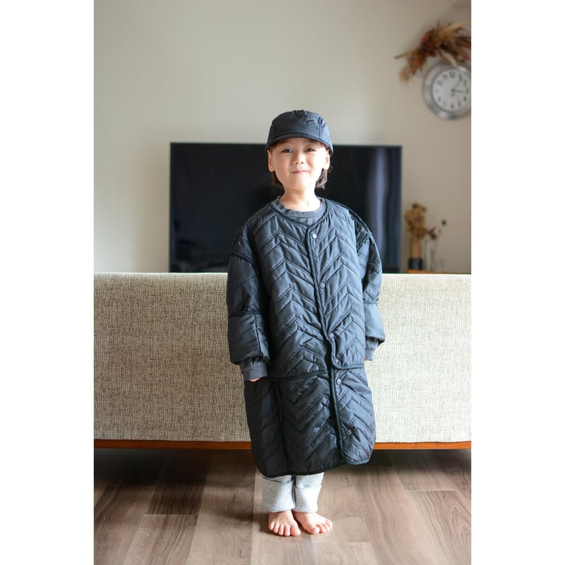 MOUN TEN.] zigzag quilt sepalate coat / black