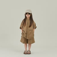 [MOUN TEN.]  seersucker S/S shirt / khaki