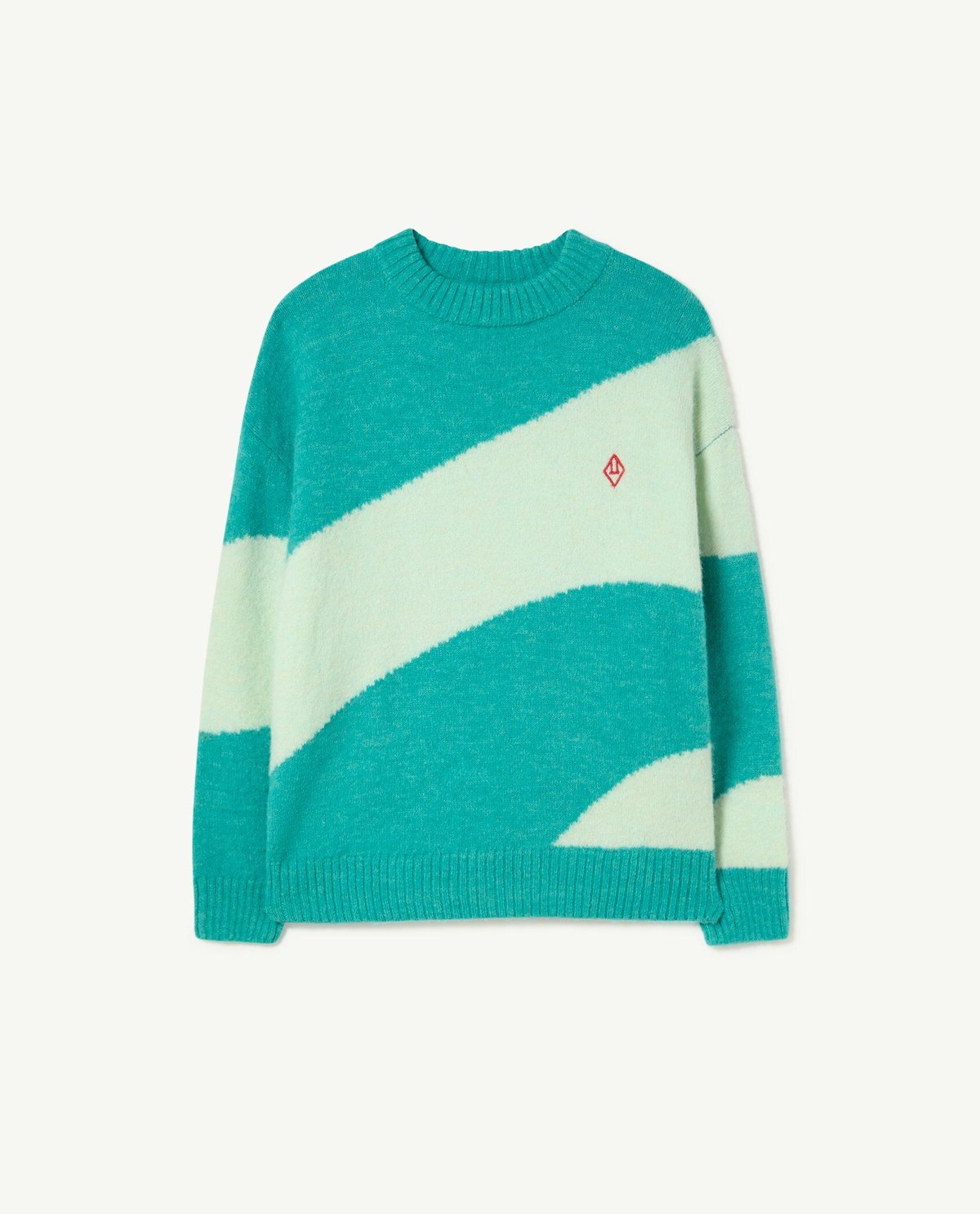 [THE ANIMALS OBSERVATORY] BICOLOR BULL KIDS SWEATER / Turquoise 6,14Yのみ