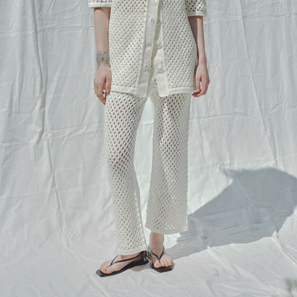 パンツ Uhr / Mesh Knit Pants Uhr] Mesh Knit Pants / White | Sun Sea Days