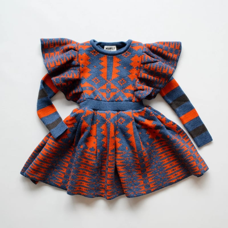 MABLI] ERYRI DRESS / DENIM × PUMPKIN | Sun Sea