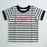 [Uhr] Embroidery Striped Tee / Giggle / 1-2Y, 3-4Yのみ
