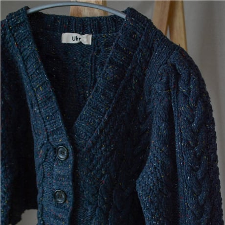 [Uhr] Cable Short Cardigan / Off White, Charcoal Gray
