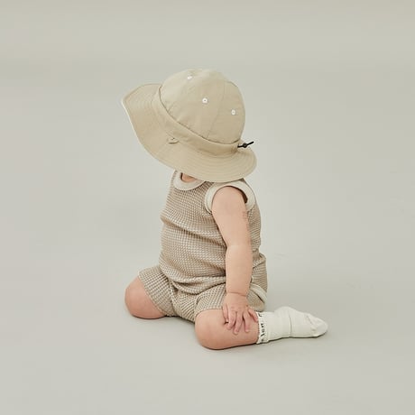 [MOUN TEN.] bicolor waffle shorts for baby / sand x ecru