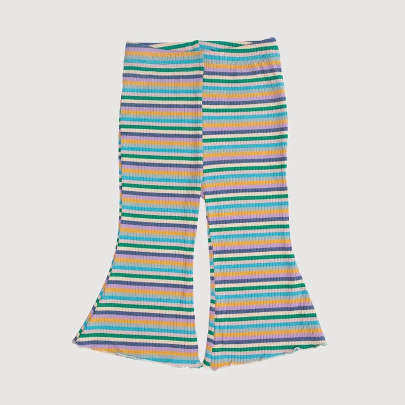 bel & bow] Ribbed Bell Bottoms / Blue Stripe