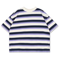 [Repose AMS] Boxy tee / cream teal glacier stripe