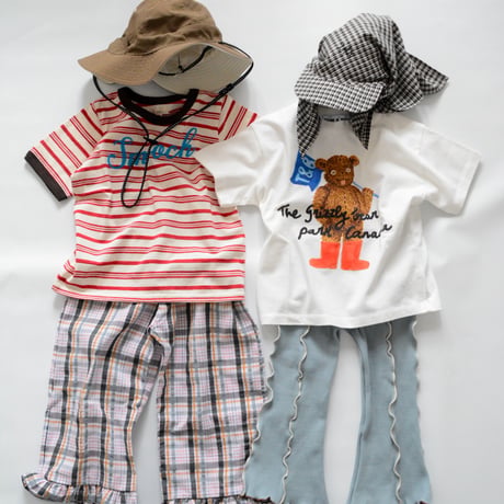 [Uhr] Embroidery Striped Tee / Giggle / 1-2Y, 3-4Yのみ