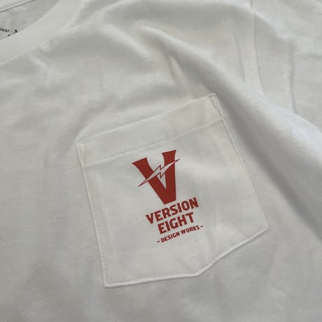 "A" ポケットTシャツ / ホワイト（プリント:赤）