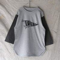 FLAG ベースボールTシャツ / ヘザーグレー×スミクロ