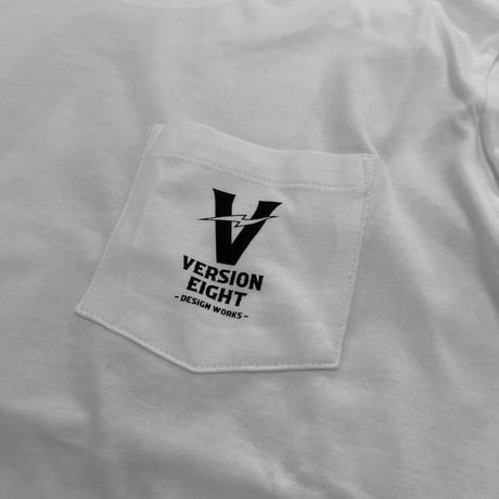 "A" ポケットTシャツ / ホワイト（プリント:黒）