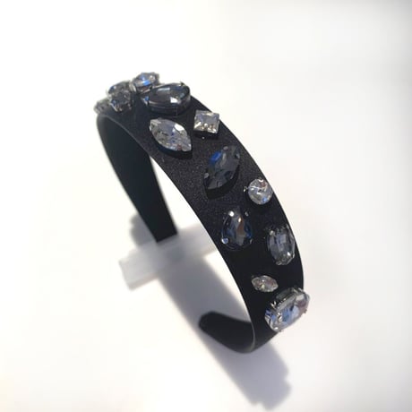 ビジューカチューシャ (BLACK×SILVER)