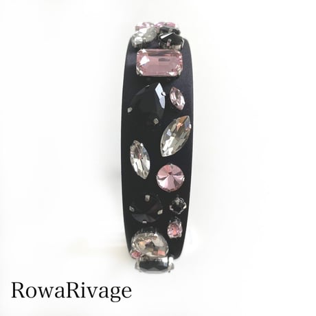 ビジューカチューシャ(pink black silver)
