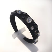 ビジューカチューシャ (BLACK×SILVER)