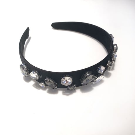 ビジューカチューシャ (BLACK×SILVER)