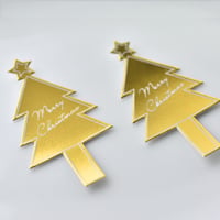 XH011【クリスマスピック・箔押しシリーズ】Merry Christmas Tree＜ゴールド＞100枚入り