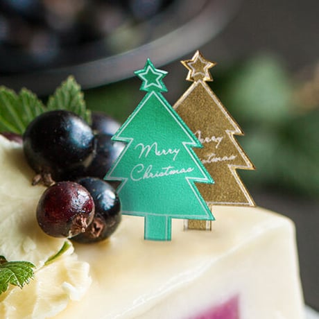 XH012【クリスマスピック・箔押しシリーズ】Merry Christmas Tree＜グリーン＞100枚入り