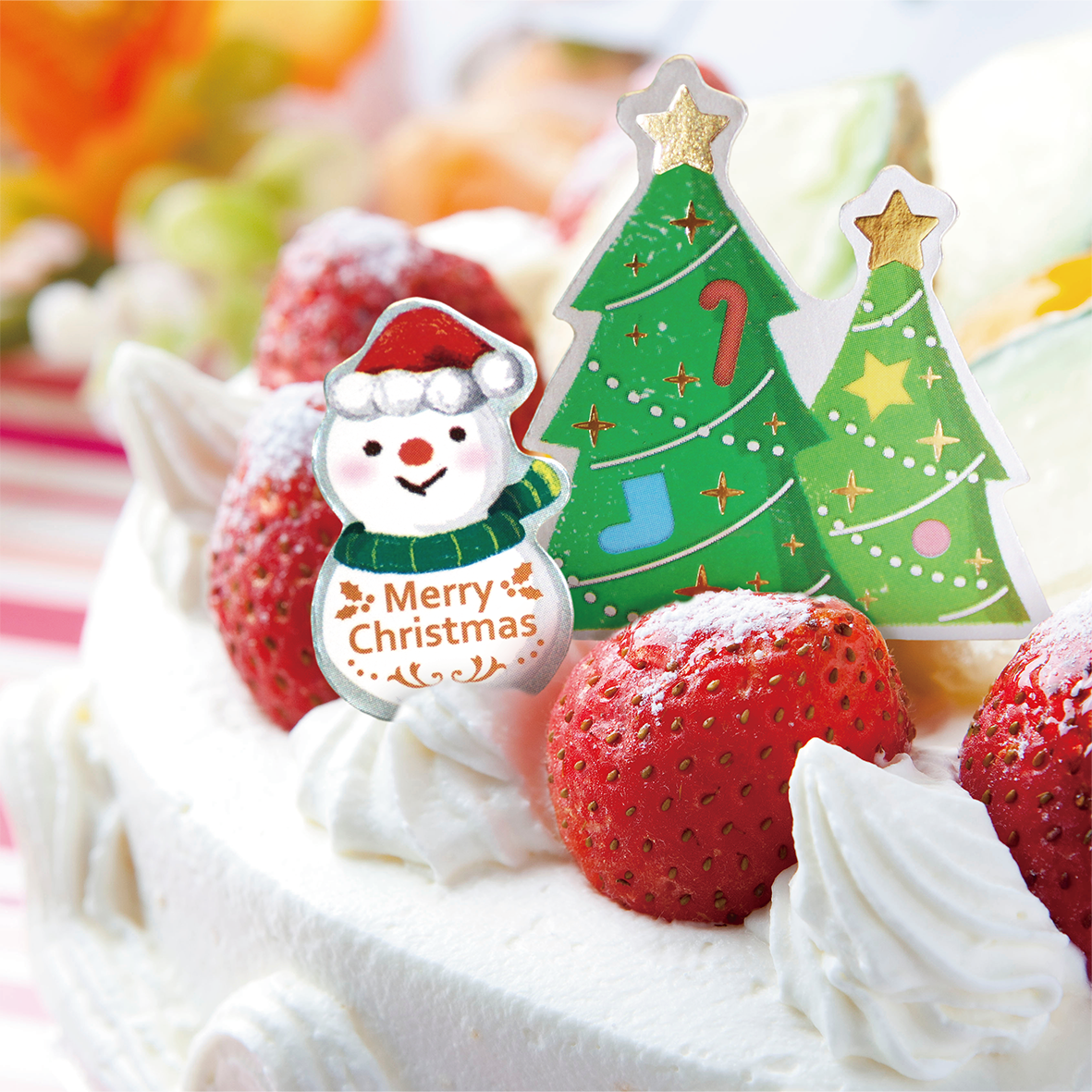 XSL_02【クリスマスホイルピック スノーマン緑マフラー】100枚