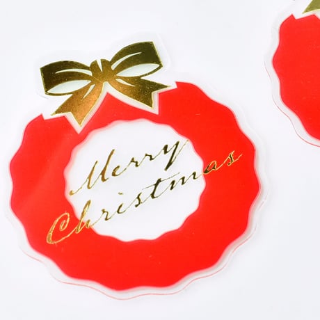 XT_06【クリスマスピック　リース赤】100枚