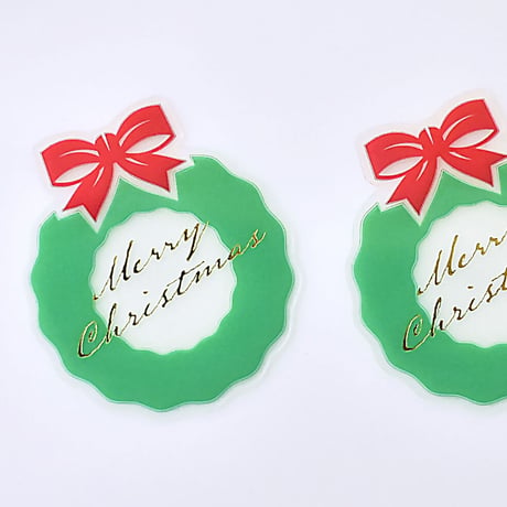XT_07【クリスマスピック　リース緑】100枚
