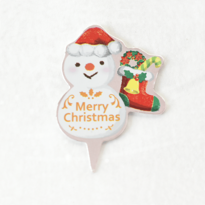 XF_09【クリスマスホイルピック スノーマン+くつ】100枚 | シールと